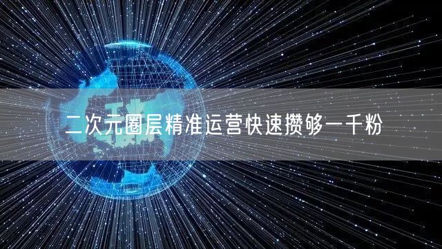 二次元圈层精准运营快速攒够一千粉
