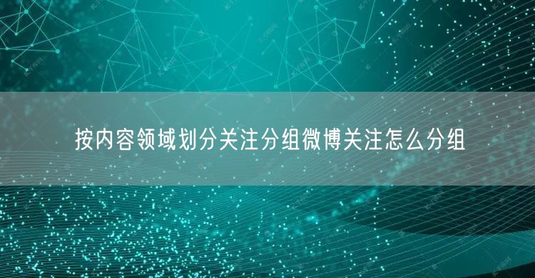 按内容领域划分关注分组微博关注怎么分组